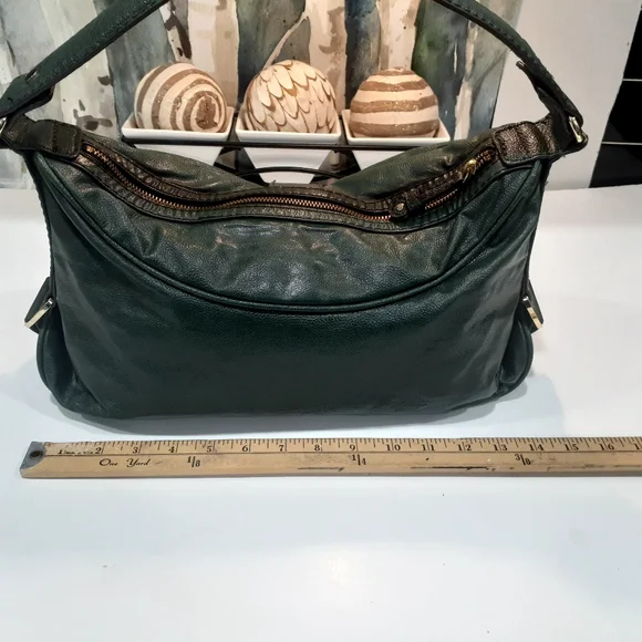 Dana Bachman hunter green and gold satchel - Picture 5 of 13